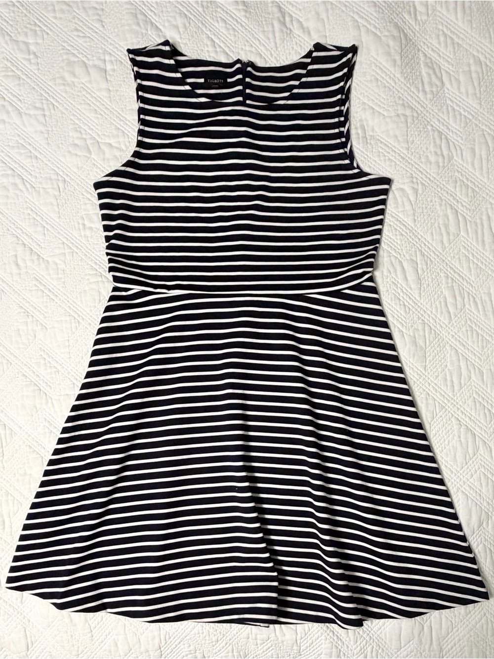Talbots NWT Navy & White Striped Sleeveless Fit-and-Flare Dress Size XL